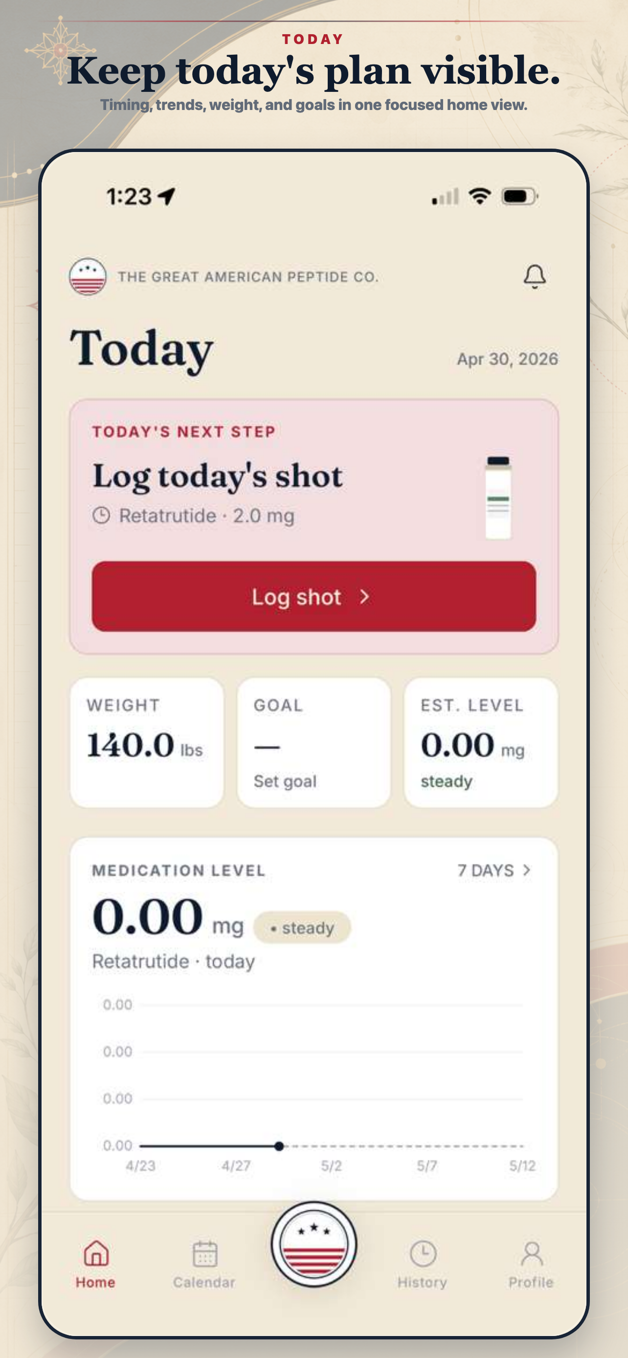 Peptide Tracker Today screen